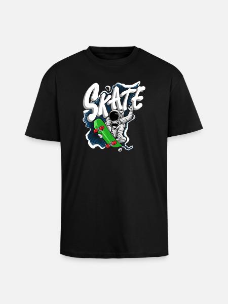 Skate astronaut - Unisex Oversized Heavyweight T-shirt - black