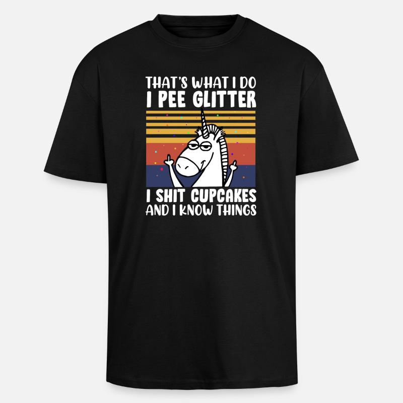 Einhorn Spruch Lustig - Oversized Heavyweight Unisex T-Shirt - Schwarz