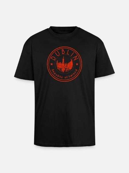 Dublin Skyline Stempel - Oversized Heavyweight Unisex T-Shirt - Schwarz