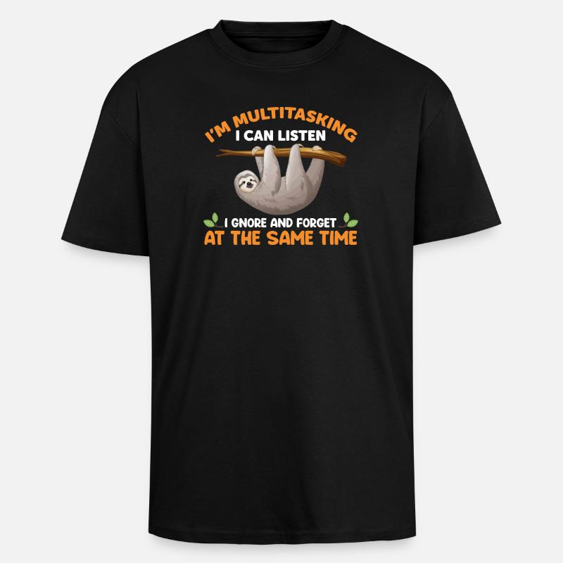 Faultier Lustiger Spruch - Oversized Heavyweight Unisex T-Shirt - Schwarz