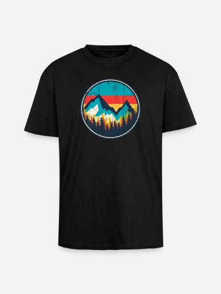 Aurora Ridge Mountain Sunset - Unisex Oversized Heavyweight T-shirt - black