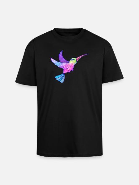 Colibri oiseau mignon animaux - T-shirt unisexe oversize épais - noir