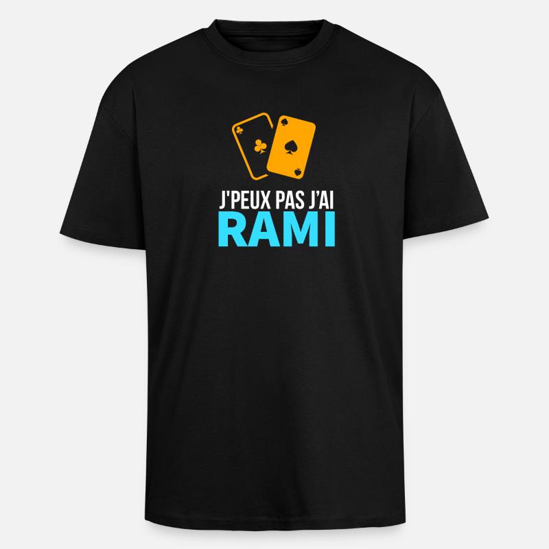 Jeu de cartes Le Rami - T-shirt unisexe oversize épais - noir