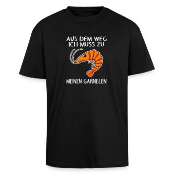 Garnele Garnelen Schrimp Meerestiere - Oversized Heavyweight Unisex T-Shirt - Schwarz - Vorne - Alina (178cm) & Michal (187cm)