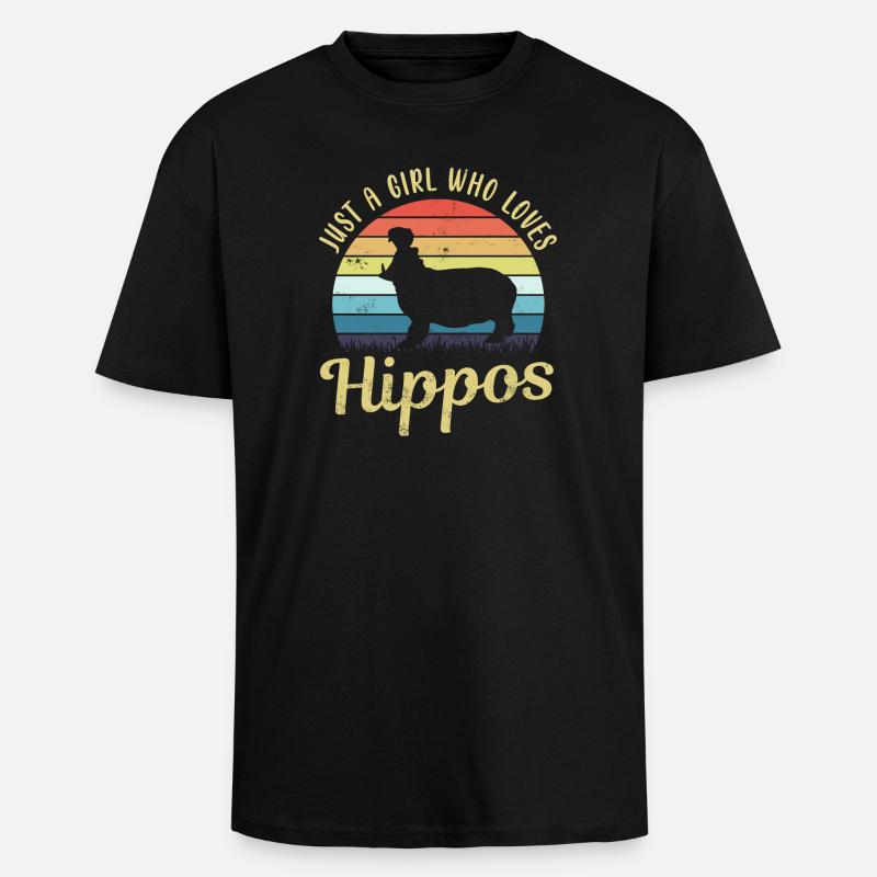Nilpferd Flusspferd Hippo - Oversized Heavyweight Unisex T-Shirt - Schwarz