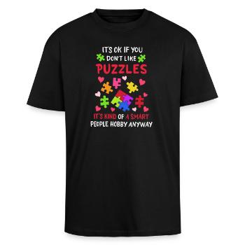 Puzzle Puzzles - Oversized Heavyweight Unisex T-Shirt - Schwarz - Vorne - Alina (178cm) & Michal (187cm)