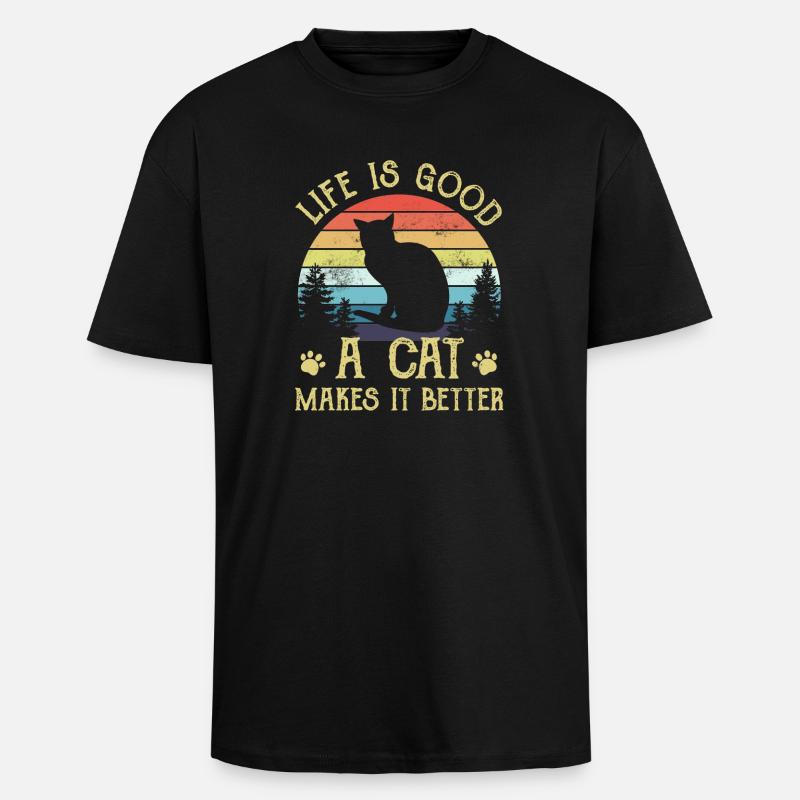 Chat Chats - T-shirt unisexe oversize épais - noir