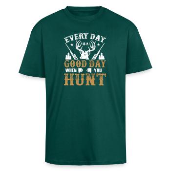 Chasseurs - T-shirt unisexe oversize épais - hunter green - Devant - Alina (178cm) & Michal (187cm)