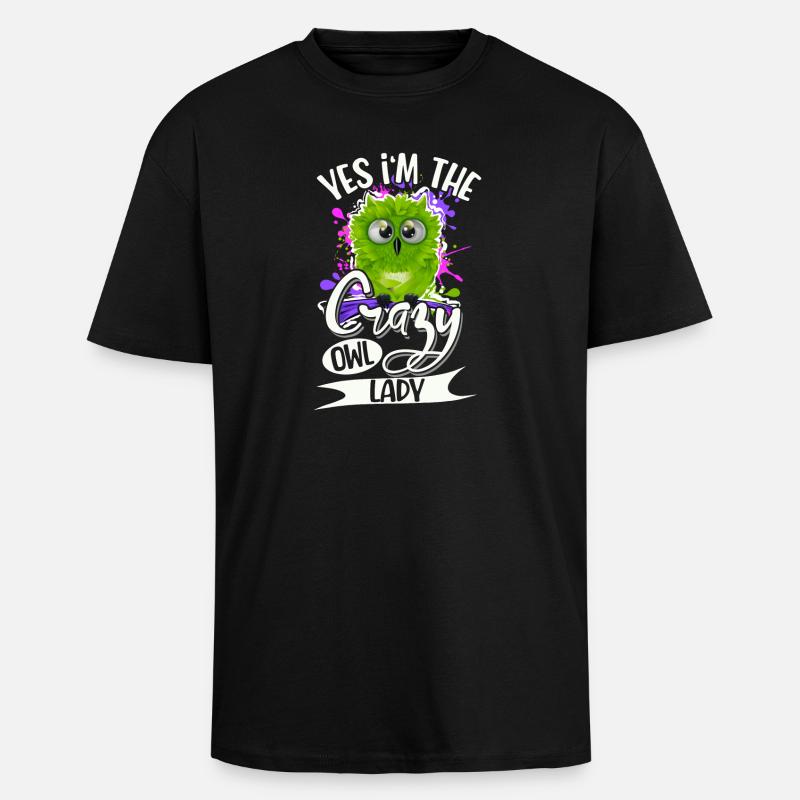 Eule - Oversized Heavyweight Unisex T-Shirt - Schwarz