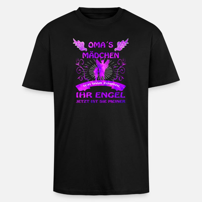 Omas Mädchen Engel Erinnerung - Oversized Heavyweight Unisex T-Shirt - Schwarz