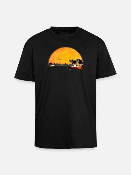 nature guitar - Unisex Oversized Heavyweight T-shirt - black