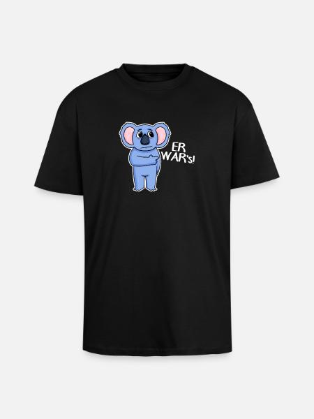 Koala Funny - He Was It - Unisex Oversized Heavyweight T-shirt - black