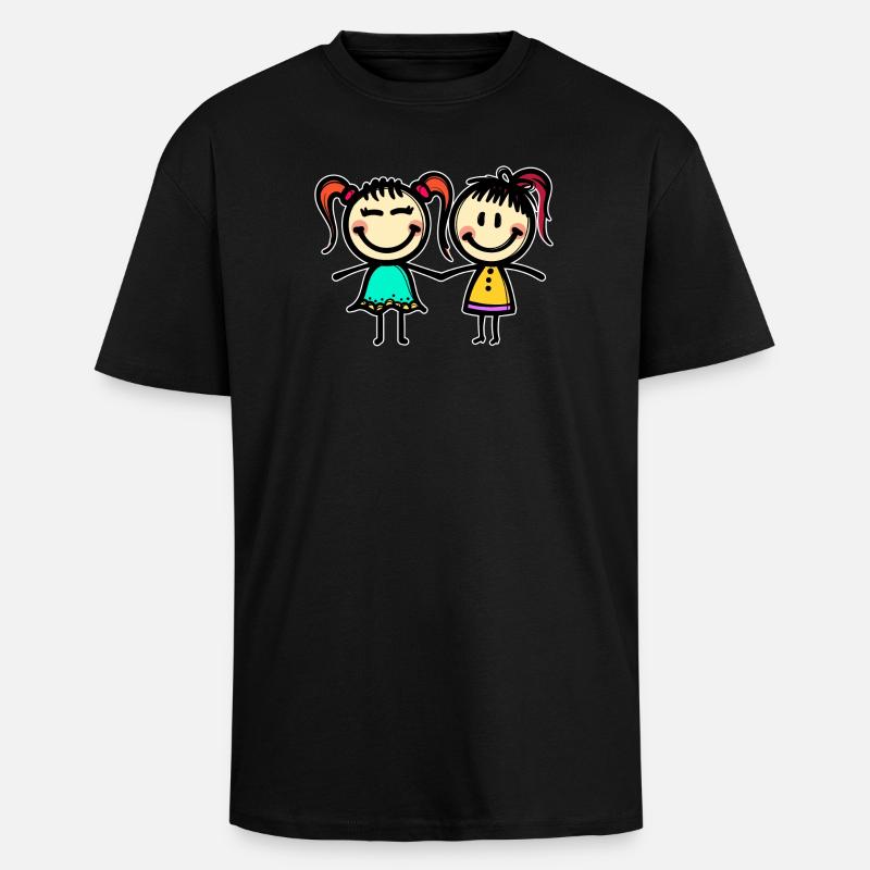 Freundin Beste Freunde - Oversized Heavyweight Unisex T-Shirt - Schwarz