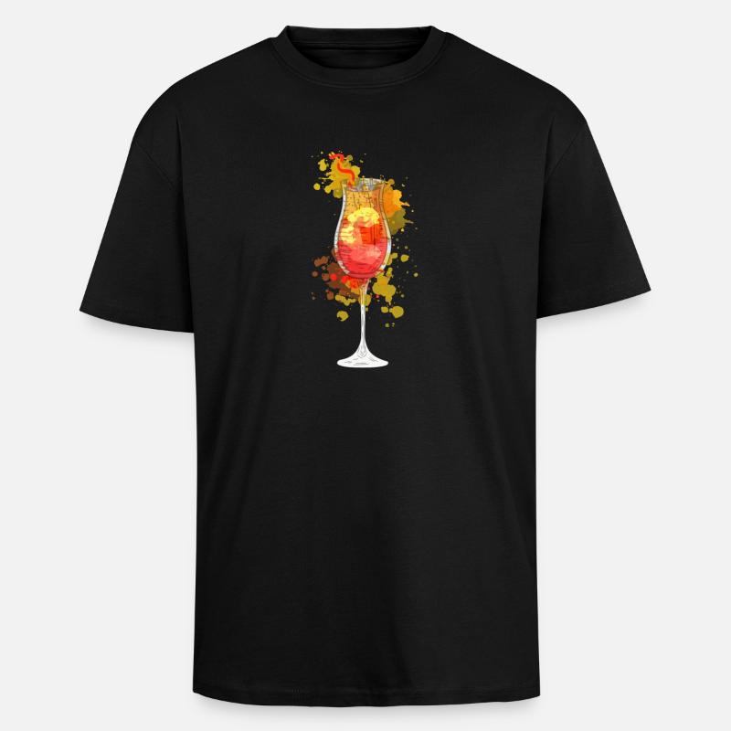 Aperolspritz Cocktail - Oversized Heavyweight Unisex T-Shirt - Schwarz