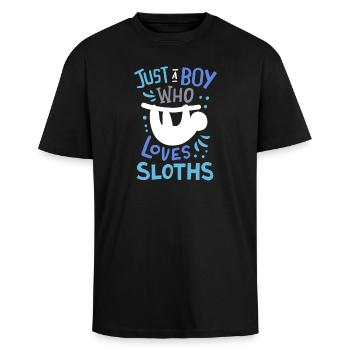 Sloths Sloth Lovers - Unisex Oversized Heavyweight T-shirt - black - Front - Alina (178cm) & Michal (187cm)