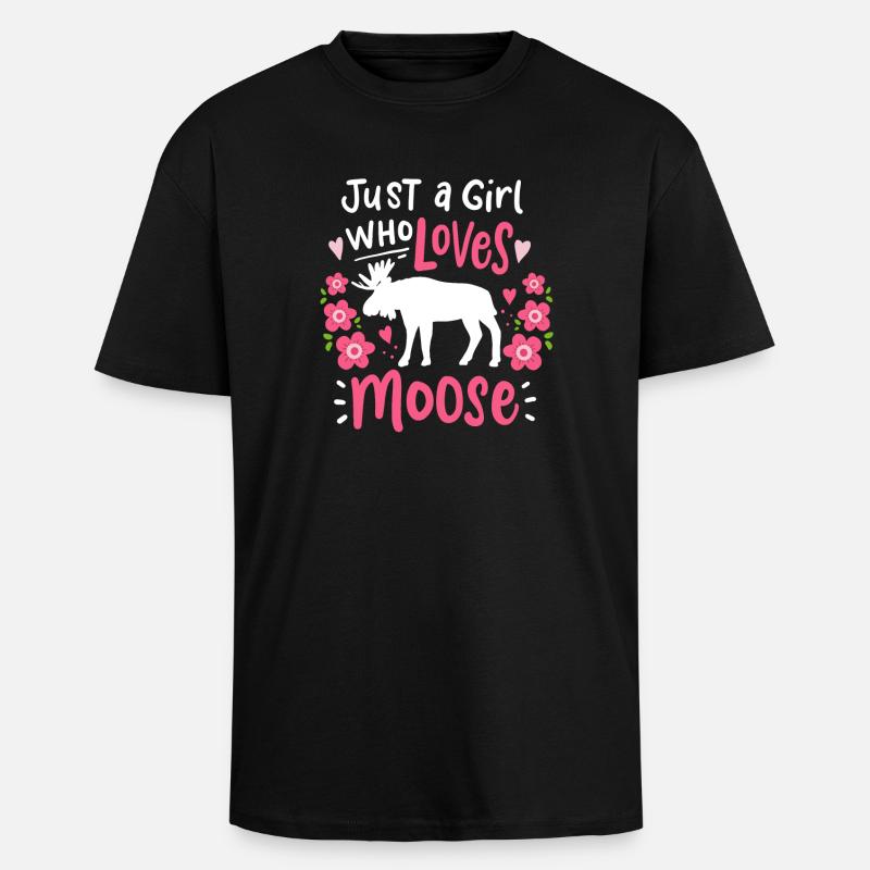 Moose Elen Moose Lover - Unisex Oversized Heavyweight T-shirt - black