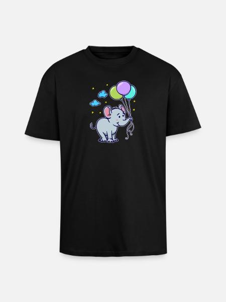 Drôle animal Cool Bébé Éléphant - T-shirt unisexe oversize épais - noir