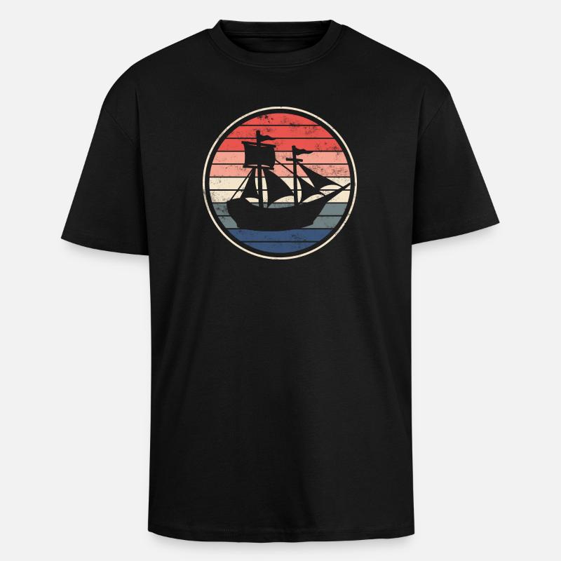 Boot Schiff Segelschiff - Oversized Heavyweight Unisex T-Shirt - Schwarz