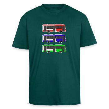 Bus - Oversized Heavyweight Unisex T-Shirt - hunter Green - Vorne - Alina (178cm) & Michal (187cm)