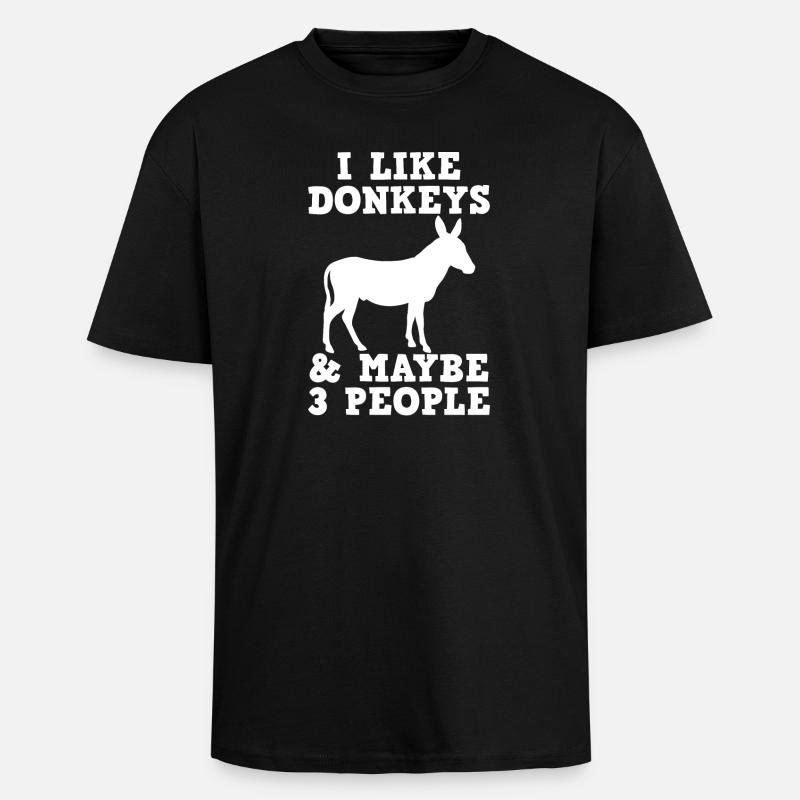 Donkey Farmer Introverted Donkey Lover - Unisex Oversized Heavyweight T-shirt - black