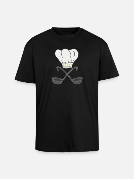 Chef's hat with soup ladles, cooking - Unisex Oversized Heavyweight T-shirt - black