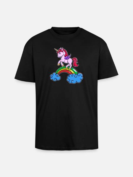 Einhorn Cool Tier - Oversized Heavyweight Unisex T-Shirt - Schwarz