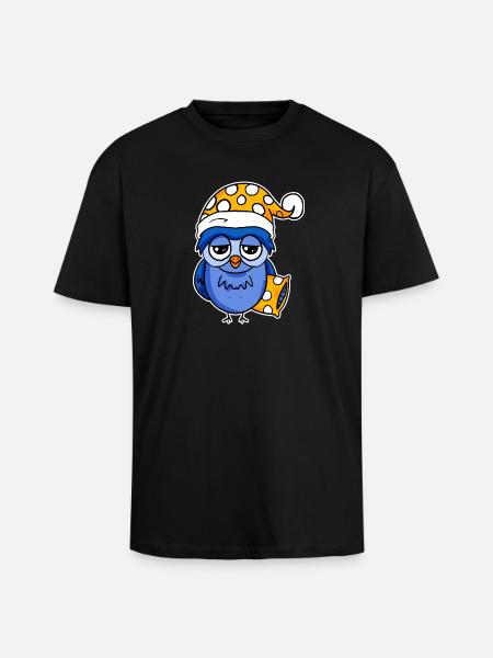 Early riser owl sleeping - Unisex Oversized Heavyweight T-shirt - black
