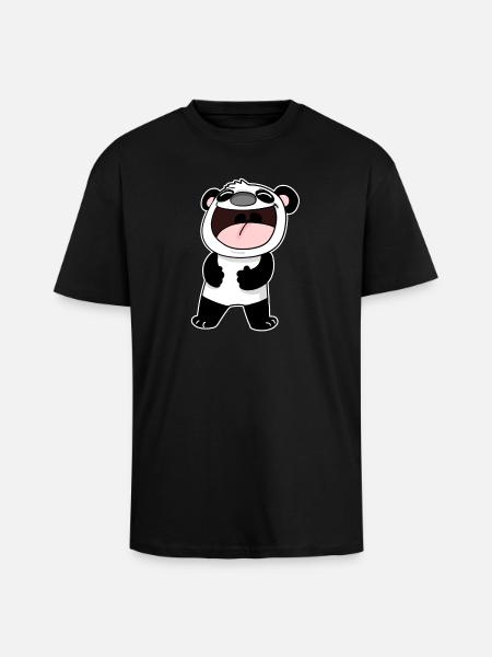 Doux panda riant - T-shirt unisexe oversize épais - noir