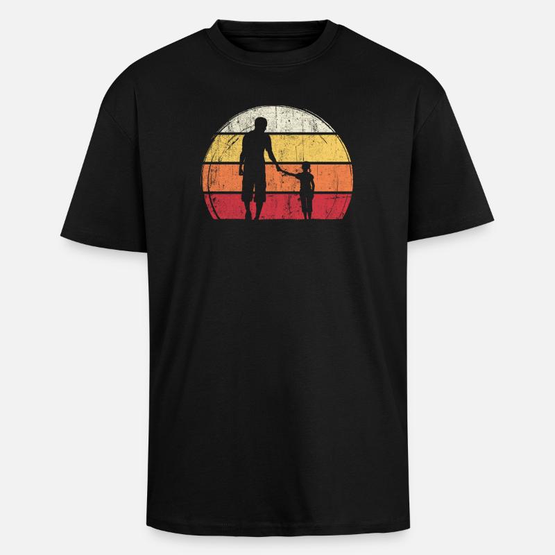 Sunset Silhouette: Vater und Kind - Oversized Heavyweight Unisex T-Shirt - Schwarz