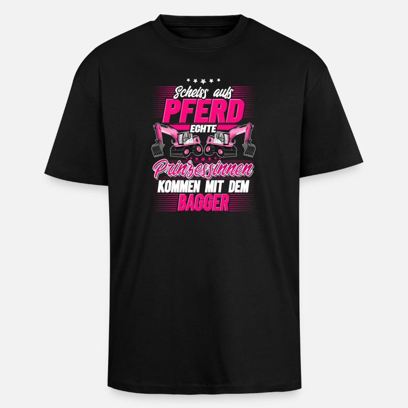 Baggerfahrerin - Oversized Heavyweight Unisex T-Shirt - Schwarz