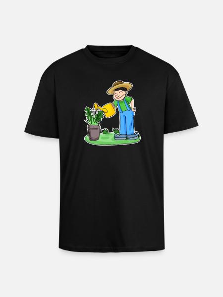 Garden motif gardener gift - Unisex Oversized Heavyweight T-shirt - black