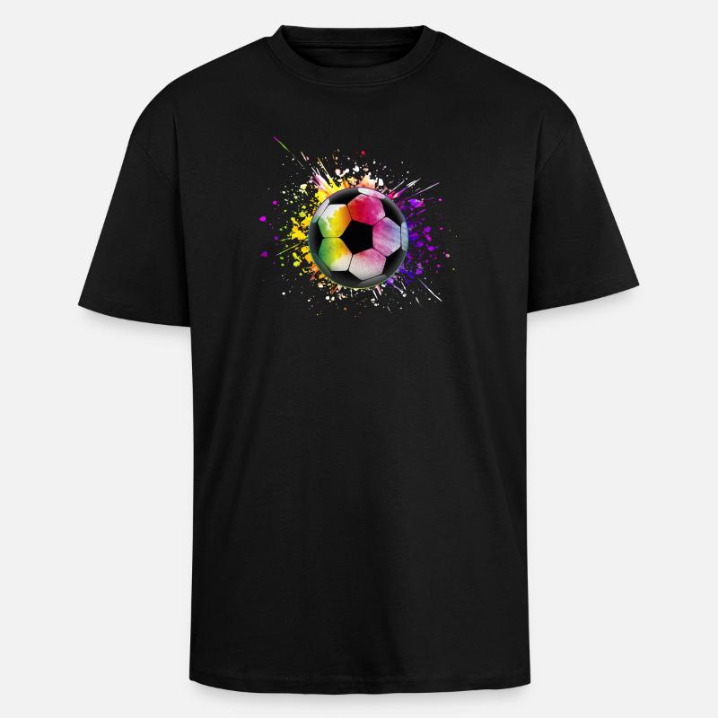 Bunter Fußball Regenbogenfarben - Oversized Heavyweight Unisex T-Shirt - Schwarz
