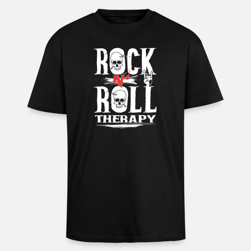 Rock n Roll therapy - Unisex Oversized Heavyweight T-shirt - black