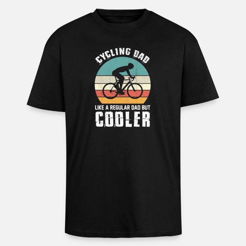 Fahrradfahrender Vater - Oversized Heavyweight Unisex T-Shirt - Schwarz