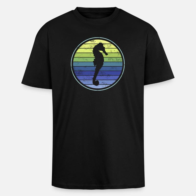Seepferd Seepferdchen - Oversized Heavyweight Unisex T-Shirt - Schwarz