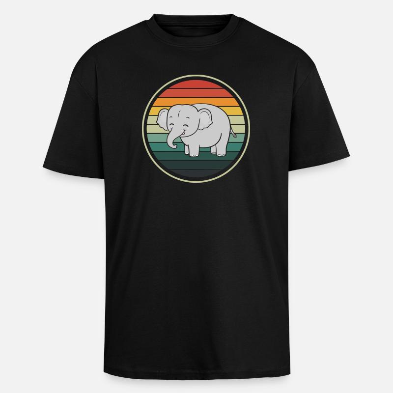 Eléphant éléphant - T-shirt unisexe oversize épais - noir