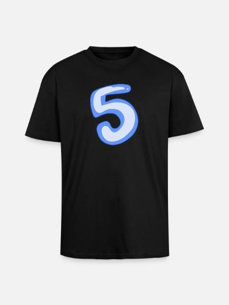 5 Bleu - T-shirt unisexe oversize épais - noir
