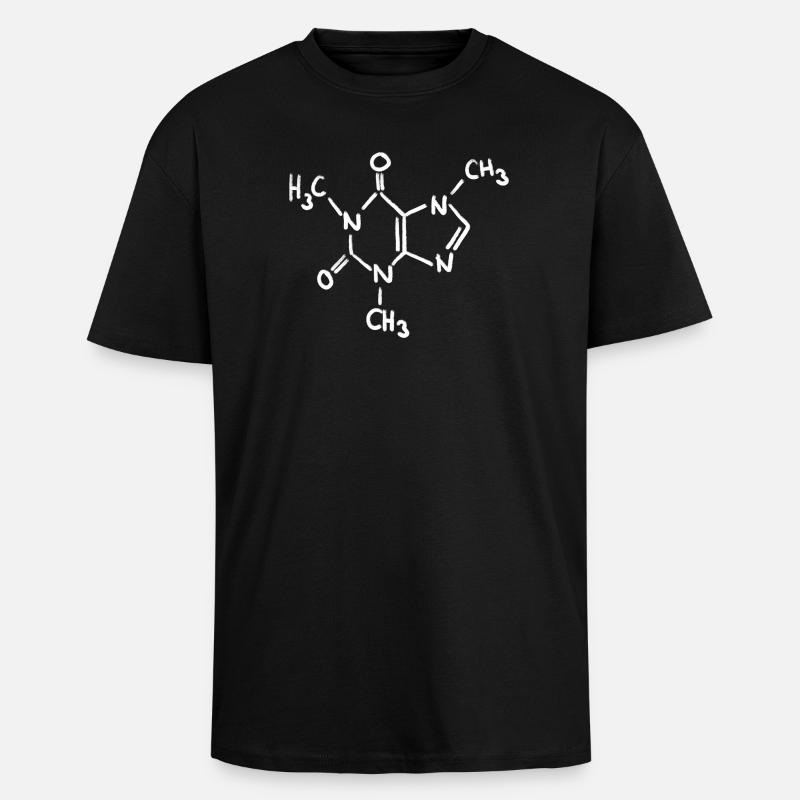 Caffeine Chalk Molecule - Unisex Oversized Heavyweight T-shirt - black