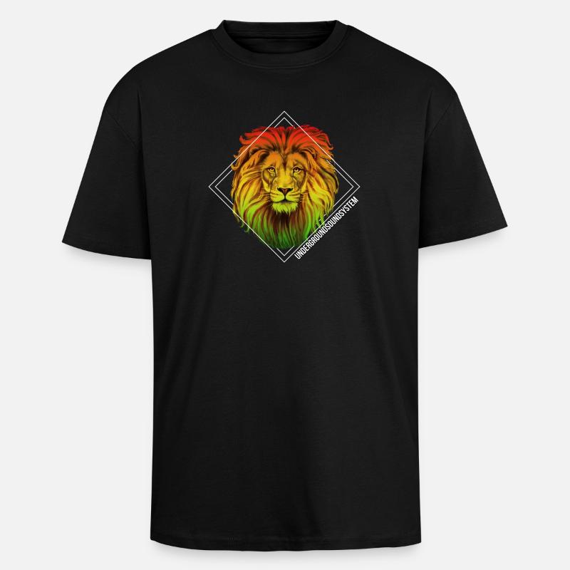 Regenbogenlöwe Diamond Muster - Oversized Heavyweight Unisex T-Shirt - Schwarz