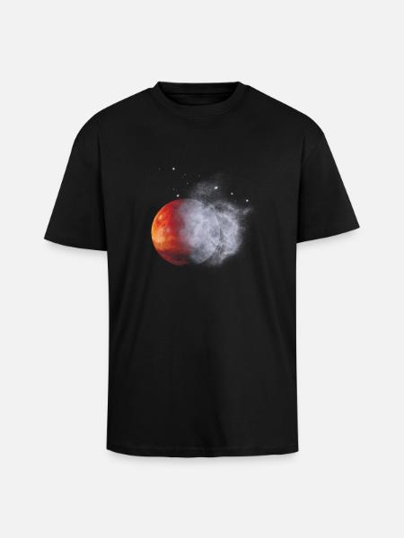 Red moon in fog dust - Unisex Oversized Heavyweight T-shirt - black
