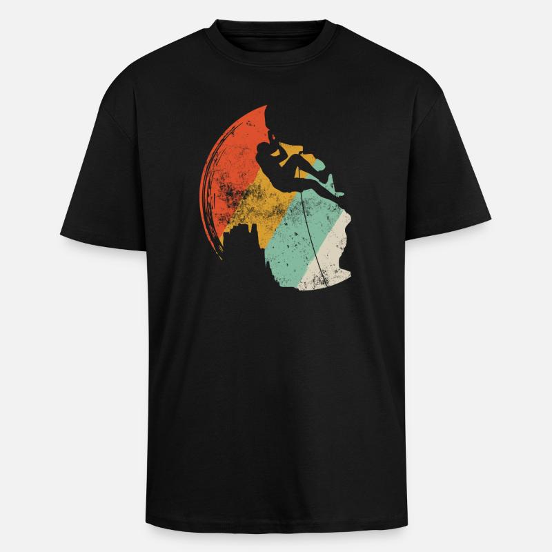 Sunset Surf Silhouette on Retro Arc - Unisex Oversized Heavyweight T-shirt - black