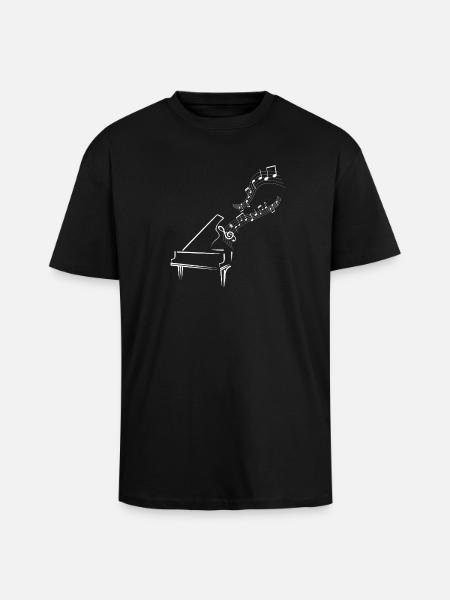 Piano and music streams - Unisex Oversized Heavyweight T-shirt - black