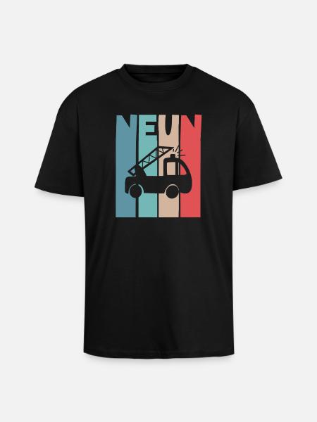 Feuerwehr 9 Jahre Kinder - Oversized Heavyweight Unisex T-Shirt - Schwarz