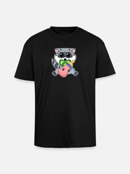 Bébé raton laveur - T-shirt unisexe oversize épais - noir