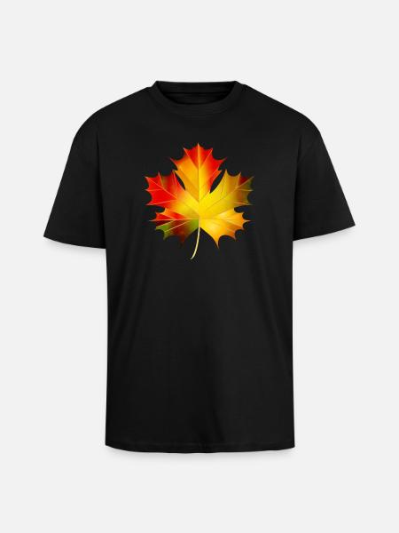 beautifully glowing autumn maple leaf - Unisex Oversized Heavyweight T-shirt - black