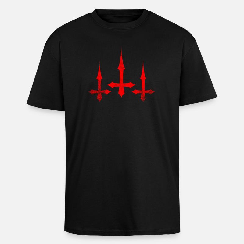 Inverted Cross Triple - Oversized Heavyweight Unisex T-Shirt - Schwarz
