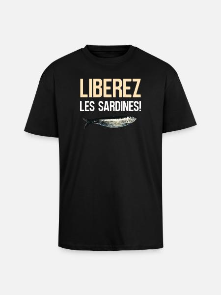 Liberez les sardines - T-shirt unisexe oversize épais - noir