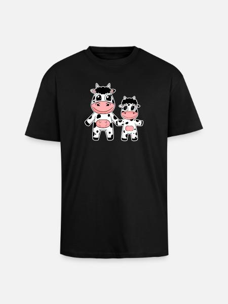 Ko Familie - Ko med Baby - Ko Motiv - Unisex oversized heavyweight t-shirt - sort