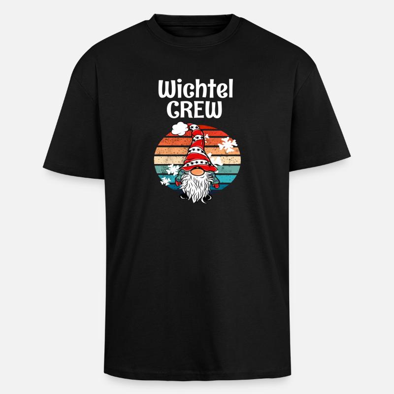 Elfes Crew Gnome de Noël - T-shirt unisexe oversize épais - noir