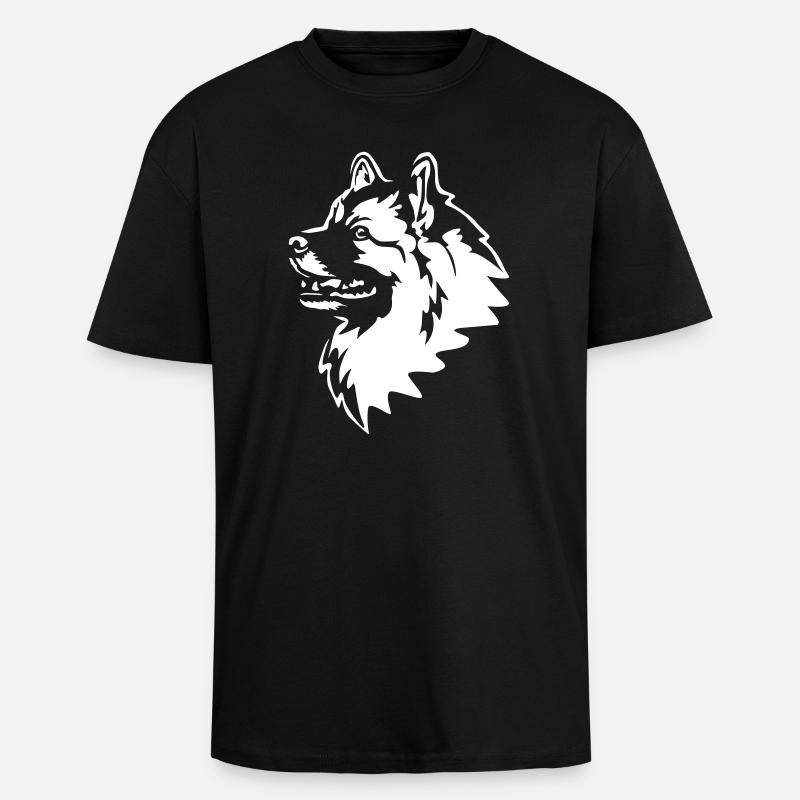 Tête Wolfsspitz « Black Edition » - T-shirt unisexe oversize épais - noir